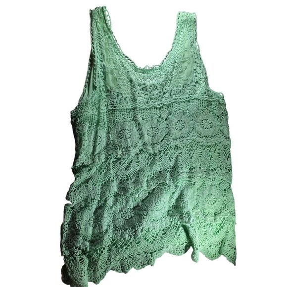 Dressbarn Green Crochet Tank Top 1X Womens cottagecore summer spring - Picture 6 of 8